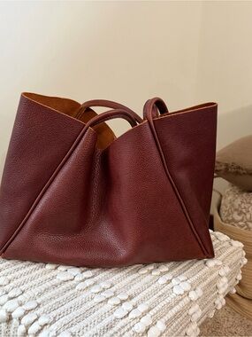 Portland Leather Burgundy Pebbled Tote